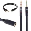 3.5 Mm Aux Cable Splitter Headset Cable Adapter Female To 2 Male Y-Splitter Audio Cable 1 To 2 Jack Headphones Microphone