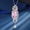 Naszyjniki wisiorek eyika błyszczące kwadratowe laboratorium Ruby Aquamaryn Naszyjnik dla kobiet woda upuszcza cyrkon Party Wedding Party Fine Jewelry