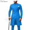 2023 Nouveaux costumes pour hommes Slim Fit African Business Mariage Tuxedos sur mesure Mode Col montant Blazer Pantalon 2 pièces Ensemble Q230828