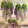 12pcs glycine artificielle lierre suspendu vigne fausse soie fleur guirlande plante violette pour la décoration murale de jardin à la maison HKD230829