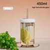 Water Bottles Glass Female Flower Tea Straw Cup High Temperature Resistance Simple Cute Solid Color Bottle With