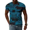 Men's T Shirts Trendy Circuit Board Pattern T-shirt Hip-hop Personality Street Short-sleeve Tees Fashion Casual Trend Round Neck Tops