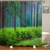 Rideaux de douche paysage forestier tissu rideau de douche arbres paysage impression imperméable salle de bain rideau décor avec R230829