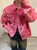 Mens Jackets Autumn Korean Style Unique Make Old Red Denim Jackets Men Casual Loose Short Section Washing Coat MXXL 230829