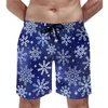 Pantaloncini da uomo Summer Board Sparkle Snowflake Running Surf Design con stampa blu Pantaloni corti da spiaggia Simpatico costume da bagno ad asciugatura rapida di grandi dimensioni