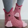 Chaussettes tricotées Crocodile pour femmes, automne-hiver, mignon, dessin animé, chaud, noël, drôle, Calcetines De La Mujer, 2023