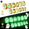 24 pezzi di unghie finte per bambini fluorescenti che si illuminano al buio, stampa su festival, copertura completa, strumento per manicure artistico luminoso per bambini