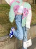 Bluzy damskie bluzy deeptown punk -szkielet z kapturem z kapturem dla Kobiet Hip Hop Harajuku dużego zamek błyskawicy bluzy kobiece retro zielona swobodna kurtka 230829