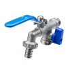 Bathroom Sink Faucets Blue Double Handle Outlet One Inlet Brass Faucet Water Tap Quick Open Valve With Hose Connector Adapter