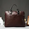 Laptop Bags Business office Briefcase Men Brand Leather Tote Computer bag male Vintage Handbag Leisure Large Shoulder Brown 230828