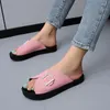 Slippare Softwood Summer Women's Beach Shoes Flat Platform Suede Slides Casual Outer Wear Open Toe Black Pantuflas