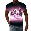 T-shirts pour hommes motif de cheval animal T-shirt Hip Hop tendance personnalité mode col rond hauts décontracté beau imprimé t-shirts à manches courtes