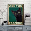 Bent U Poep Poster Zwarte Kat Badkamer Wall Art Decor Prints Moderne Vintage Wc Teken Canvas Schilderij Foto HKD230829