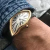Zegarek na rękę Wodoodporną stal nierdzewną nierównomierny kształt szafirowy zegar czasowy Surrealizm Surreazm