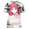 Herren-T-Shirts The Quintessential Quintuplets T-Shirts Anime Girls Nakano Nino 3D-Druck Männer Frauen Mode Übergroßes Hemd T-Shirts Tops Kleidung