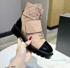 boots autumn and winter short lace up nude color thick sole heel leather color matching Martin tooling motorcycle casual women's shoes