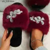 Vrouwen ontwerpen Rhinestone Fashion Decor indoor winter platte slippers Solid Home Color Non-Slip Leisure Interior Female Shoes T230828 781