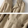 Womens Wool Blends Spring Autumn Trench Coat Woman Singlebreasted MidLong Women Overcoat 5XL Khaki Windbreaker Female 230828