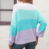 Women's Sweaters Fashionable Casual Comfortable Color Matching Round Neck Knitted Sweater Cowl Women