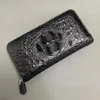 財布本物の本物のクロコダイルスキンジッパークロージャーメンズロングウォレットカードホルダー本物のエキゾチックなワニ革の男性クラッチ財布