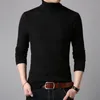 Herrtröjor Turtleneck svart sexig märke stickade tröjor män solid färg casual manlig tröja höststickning