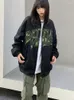 Kvinnors jackor houzhou svart bombplan kvinnor vintage överdimensionerade vindbågar harajuku koreanska streetwear hip hop style kvinnlig baseball