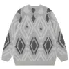 Herentruien Geometrische trui Y2K-sweater Heren Dames Herfst Oversized herentrui Zwart Grijs 230828