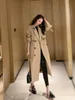 Womens Wool Blends Slend Down Collar V Neck Double Breasted Trench Coat Women Winter Clothes With Belt Korean Style Casual Slim Windbreaker 230828