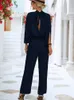 Women's Jumpsuits Barboteuses Femmes élégantes combinaisons printemps col montant ample manches fendues bureau barboteuse mode noir femmes salopette Streetwear femme 230829