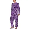 Vêtements de nuit pour hommes Purple Swirls Pyjamas Printemps Deux pièces Imprimé abstrait Rétro Pyjama Ensembles Hommes Manches longues Sommeil Design Vêtements de nuit