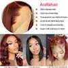 Reddish Brown Lace Front Human Hair Bob Hair Wig Human Hair Color 33 Copper Red 13x4 Lace Frontal Wigs for Women 180 Density