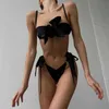 Sexy Set Bowknot Lingerie Zestaw 2 sztuki Sissy Open Bra Briety Seksowne intymne czarne zmysłowe stroje Fine 230808