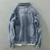 Men's Jackets Spring Autumn Retro Washed Cotton Denim Long Sleeve Hip Hop Streetwear Single Breasted Vintage Cowboy Jeans Jacket