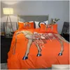 Beddengoedsets 2022 Oranje Er 4 stuks Veet Queen Bed Dekbedden Kussenslopen Luxe Kingsize Laken Woondecoratie Drop Delivery Tuin T Dhkle