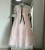 Vestidos da menina inchado bolinhas tule flor elegância princesa mangas compridas arco faixas vestido de comunhão sagrada crianças baile