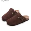 Slippers Women Casual Faux Suede Slippers Wedges Heel Cork Mules Platform Clog Non Slip Sole Buckle Outdoor Home Shoes Ladies Trendy 2020 T230828