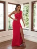 Casual Dresses Women's Elegant One-Shoulder Sexy Split Dress Summer Fashion Temperament Office Lady Club Party Ball Gown Slim Evening