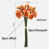 6pcs Artificial Flower Bouquet Silk Tea Rose Lotus 26Cm Fake Plant Wedding Home Garden Christmas Party Decoration Accessories HKD230829