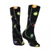 Chaussettes pour hommes lumières Led de noël drôles Vintage Harajuku Style de rue décontracté équipage fou chaussette cadeau motif imprimé