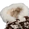 Dog Apparel Winter Jacket Christmas Hooded Coat Avoid Losing Hair Snowflake Elk Pattern For Indoor Small Medium Dogs