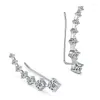 Orecchini posteriori Tutti D Moissanite per donna Diamante nero / bianco Polsini per orecchie a 7 stelle Crawler Climber Argento 925 Gioielli da sposa Regalo di lusso