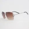 Óculos de sol diamante corte sem aro homens oversize c fio óculos mulheres para verão óculos claros armação de metal gafas 230828