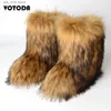 Botas fofas de inverno Boots Mulher peluda de peles ful