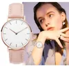 Wristwatches Elegant Watch For Women Simple 2023 Pink White Leather Dresses Lady Wrist Watches Casual Female Clock Gift Montre Femme