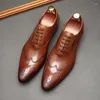 Dress Shoes European Version Leather Men Formal Men's Lace Point Work Wear