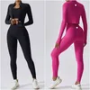 LL roupa feminina de ioga de três peças ternos colete + calças + jaquetas exercícios justos roupas de fitness corrida treino elástico roupas esportivas calças de cintura alta tops