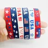 Cross border Party Rubber Wrist with Colorful Flag Silicone Elastic Band Commemorating Independence Day Silicone Band