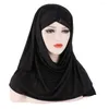 Vêtements ethniques Musulman Hijab Front Paillettes Lait Soie Foulard Chapeau Malaisie Baotou Pour Les Filles Sous Caps