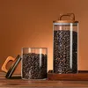 Canecas portátil selado café em pó pode multifuncional transparente chá feijão display frasco de vidro lanche armazenamento 230829