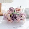 Decoratieve Bloemen 7 Vork Kunstzijde Roos Pioen Hortensia Voor Bruiloft Boog Kerst Slingers Decor Thuis Vensterbank Bonsai Accessoires